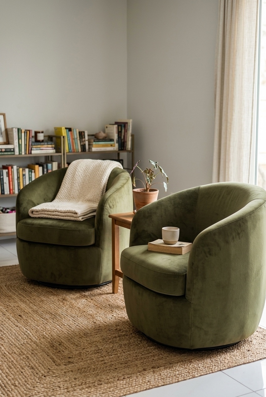 How to Style the Velvet Swivel Accent Chairs Living Room: Design Tips & Palette Ideas