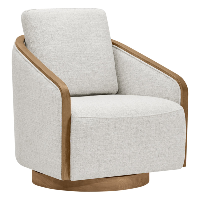 Wildon Home Nieve 295 Wide Swivel Barrel Chair With Wood Trim Goms2158
