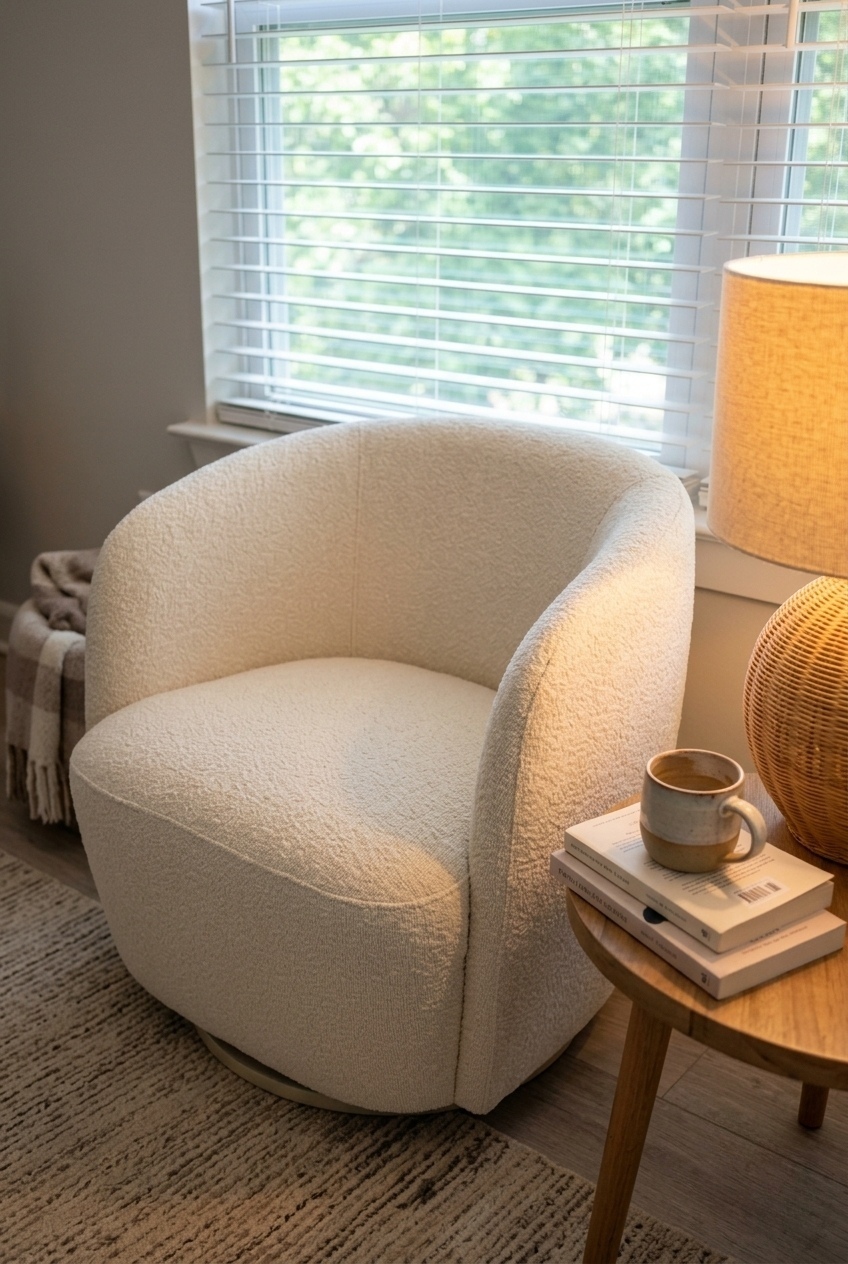 How to Style the Boucle Swivel Accent Chair Bedroom: Design Tips & Palette Ideas