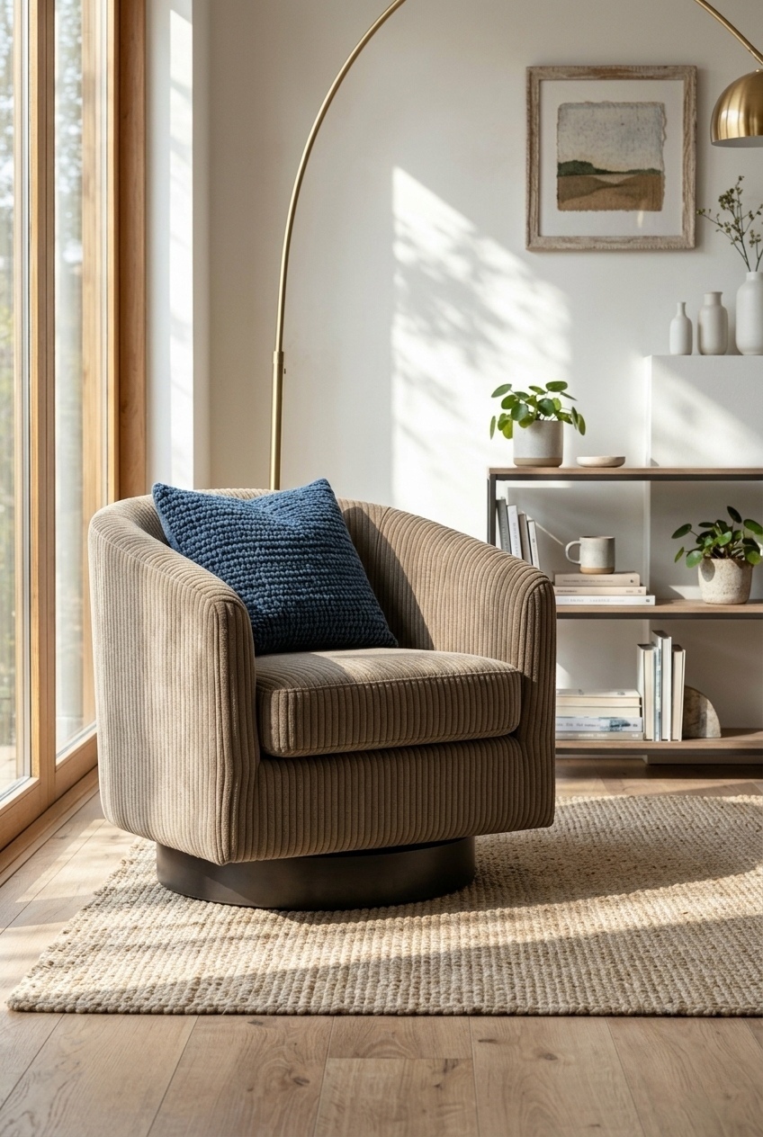 How to Style the Corduroy Swivel Accent Chair For Living Room: Design Tips & Palette Ideas