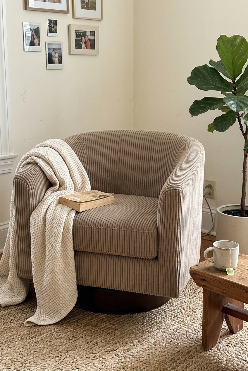 How to Style the Corduroy Swivel Accent Chair For Living Room: Design Tips & Palette Ideas