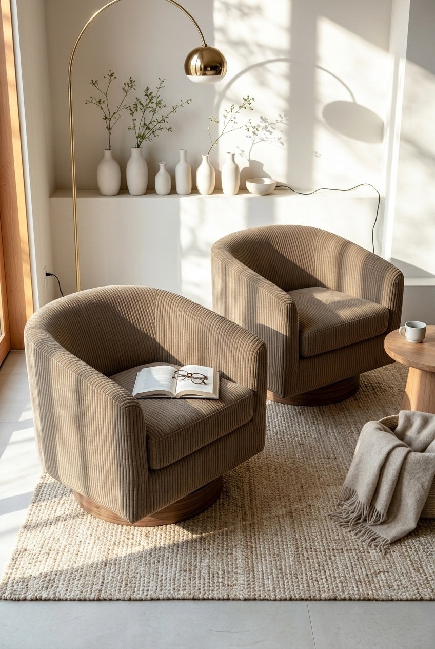 How to Style the Corduroy Swivel Accent Chair For Living Room: Design Tips & Palette Ideas