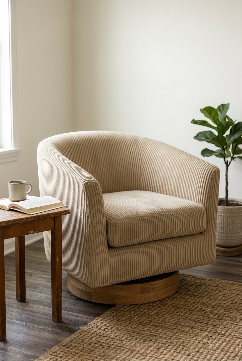 How to Style the Corduroy Swivel Accent Chair For Living Room: Design Tips & Palette Ideas
