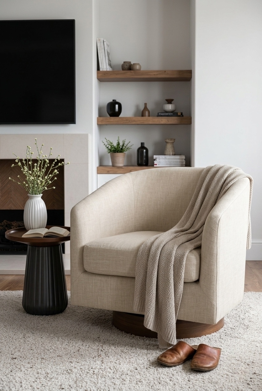How to Style the Upholstered Swivel Barrel Chair Ideas: Design Tips & Palette Ideas