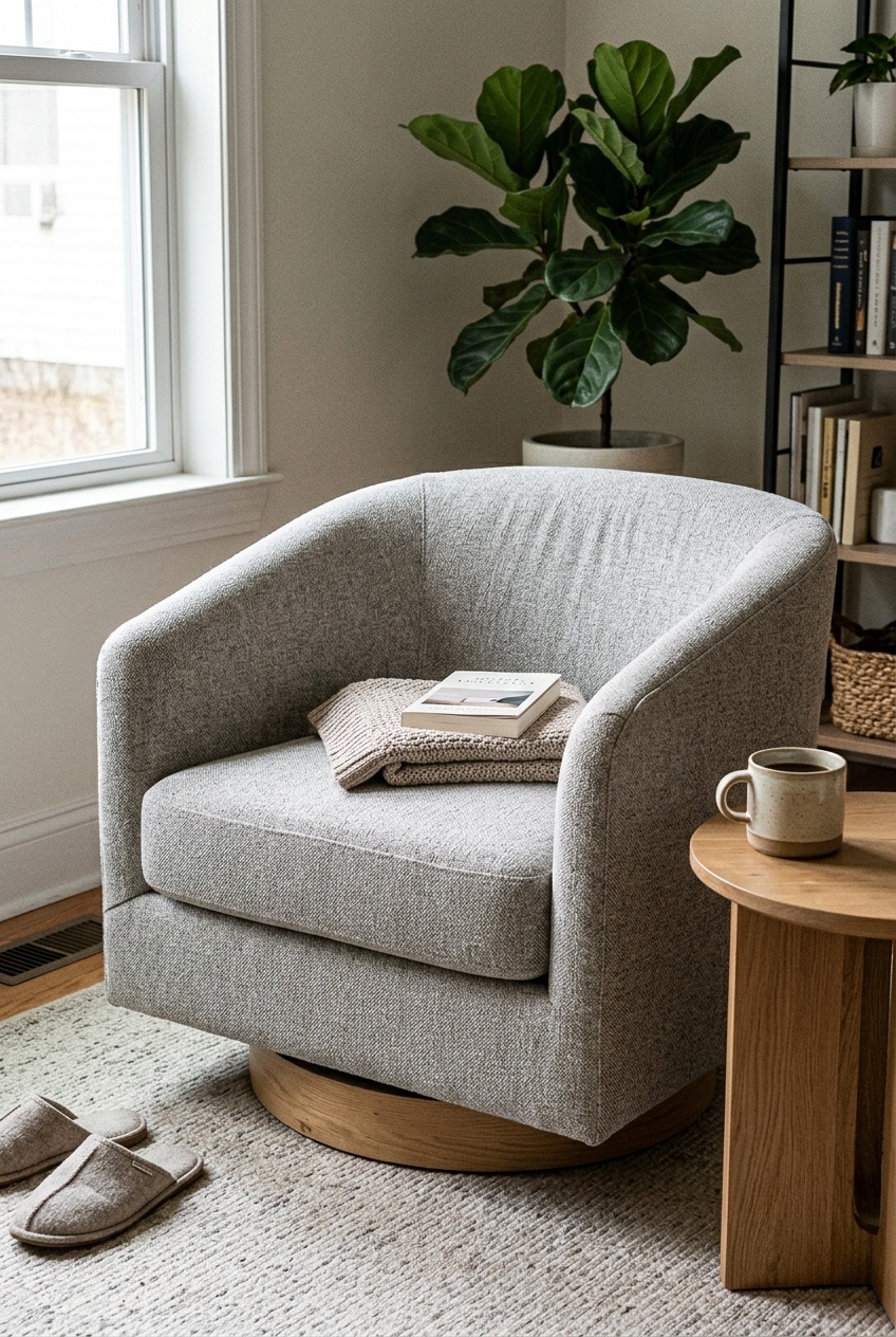 How to Style the Upholstered Swivel Barrel Chair Ideas: Design Tips & Palette Ideas
