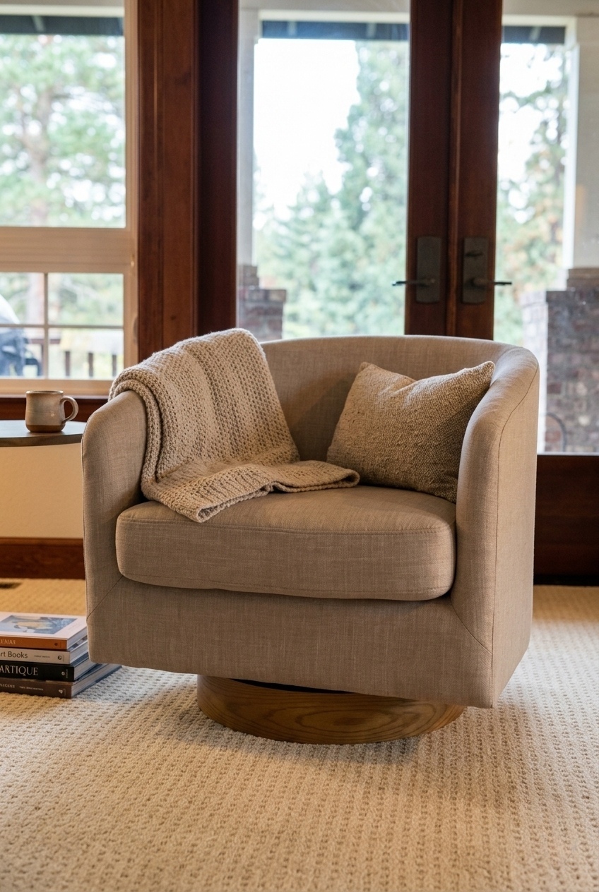 How to Style the Upholstered Swivel Barrel Chair Ideas: Design Tips & Palette Ideas