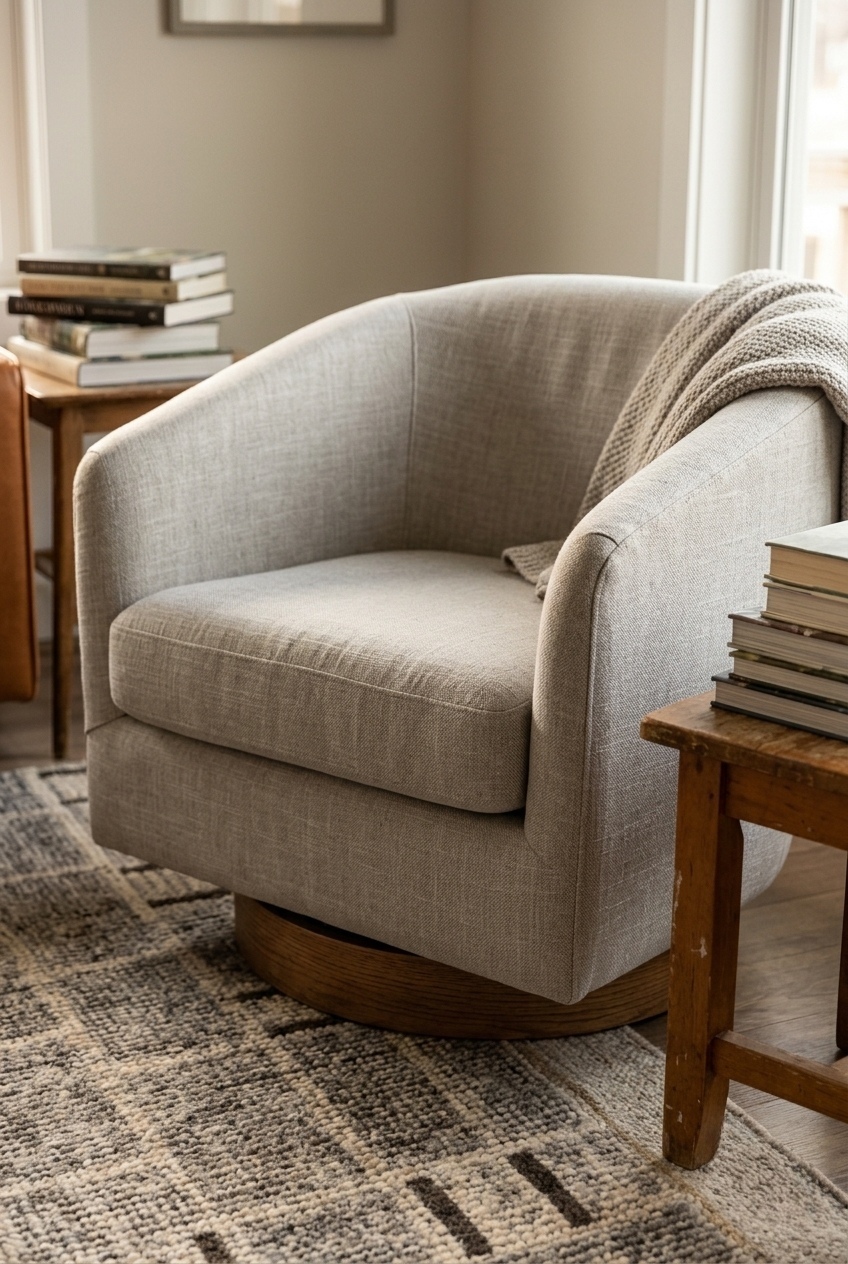 How to Style the Upholstered Swivel Barrel Chair Ideas: Design Tips & Palette Ideas