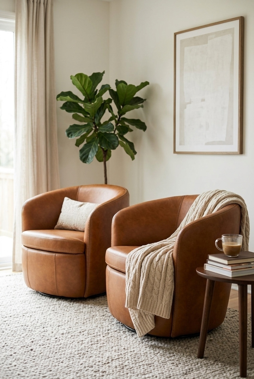How to Style the Italian Leather Swivel Accent Chairs: Design Tips & Palette Ideas