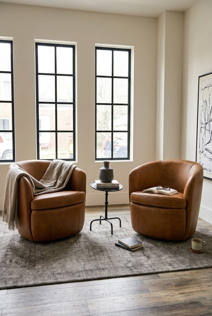 How to Style the Italian Leather Swivel Accent Chairs: Design Tips & Palette Ideas
