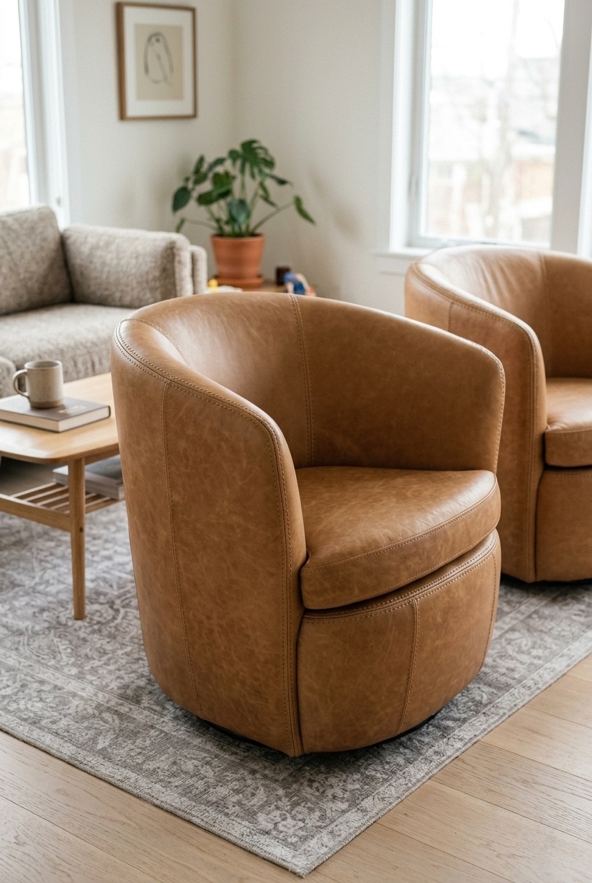 How to Style the Italian Leather Swivel Accent Chairs: Design Tips & Palette Ideas