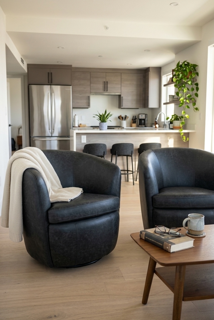 How to Style the Italian Leather Swivel Accent Chairs: Design Tips & Palette Ideas