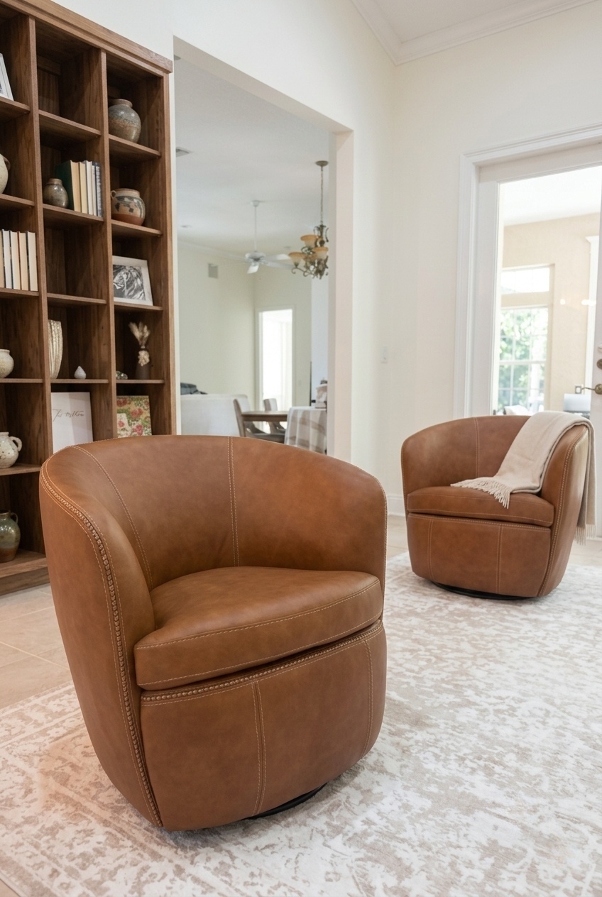 How to Style the Italian Leather Swivel Accent Chairs: Design Tips & Palette Ideas