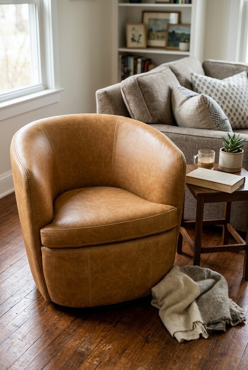 How to Style the Italian Leather Swivel Accent Chairs: Design Tips & Palette Ideas