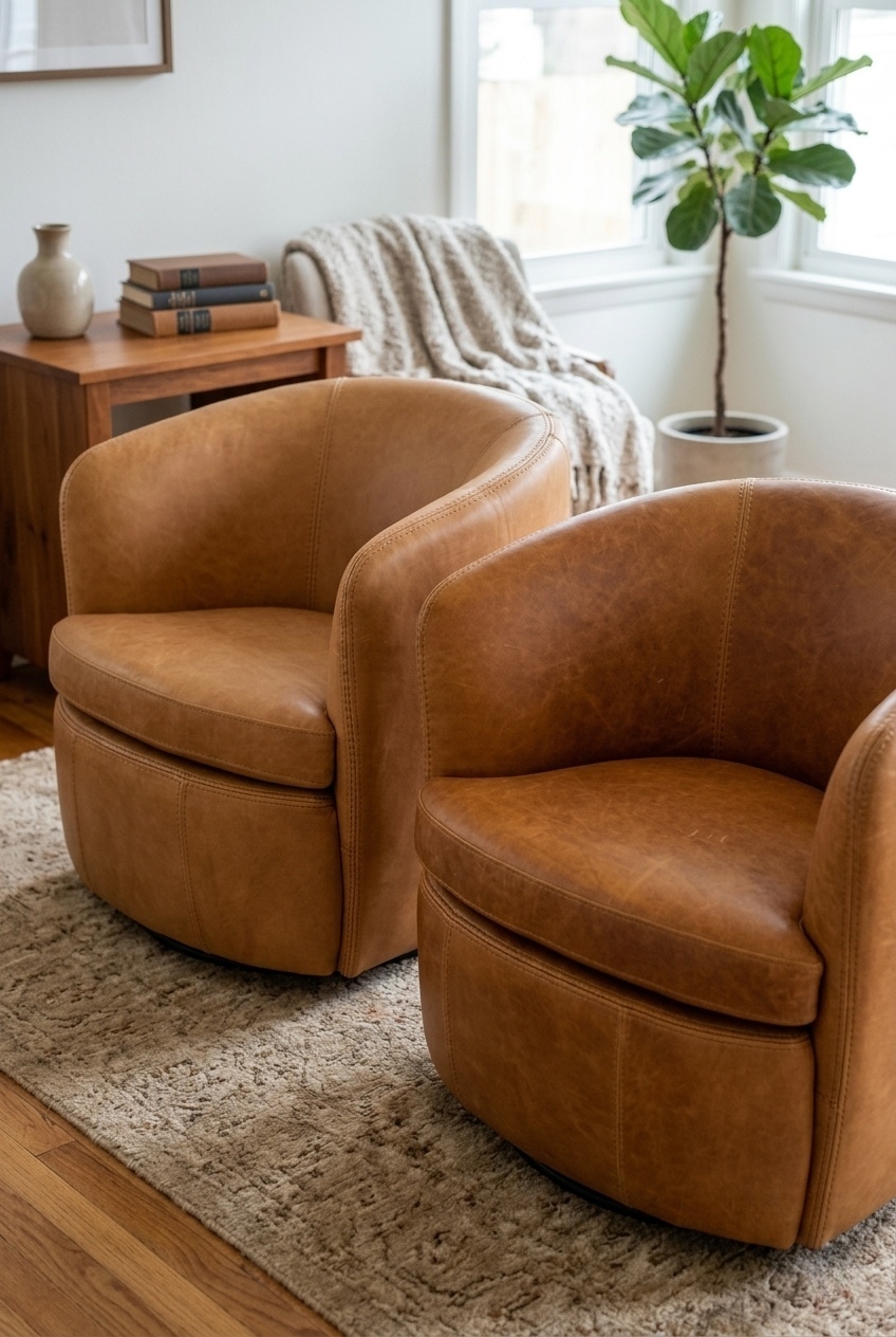 How to Style the Italian Leather Swivel Accent Chairs: Design Tips & Palette Ideas