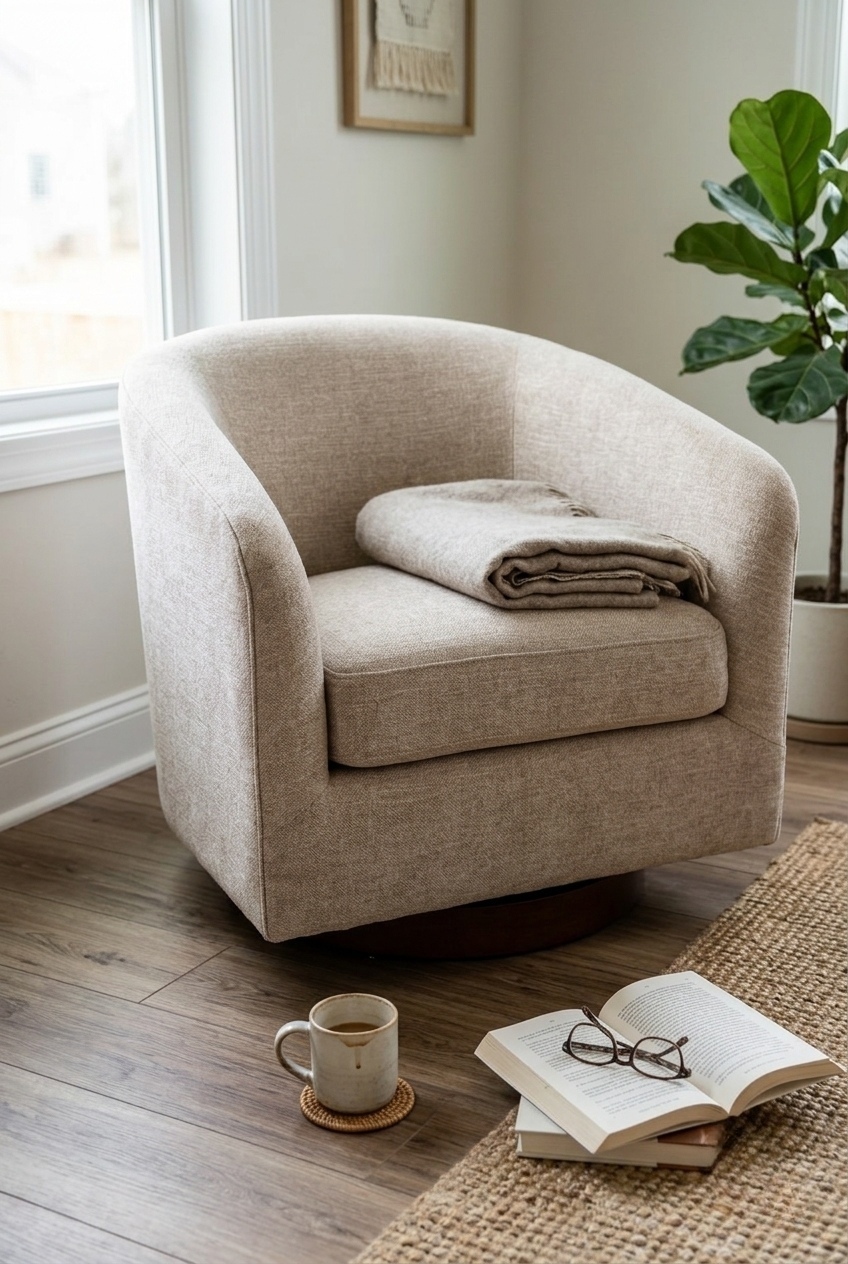 How to Style the Upholstered Swivel Barrel Accent Chair Ideas: Design Tips & Palette Ideas
