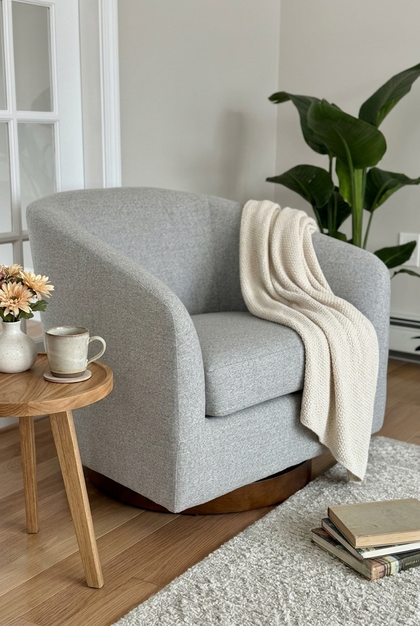 How to Style the Upholstered Swivel Barrel Accent Chair Ideas: Design Tips & Palette Ideas
