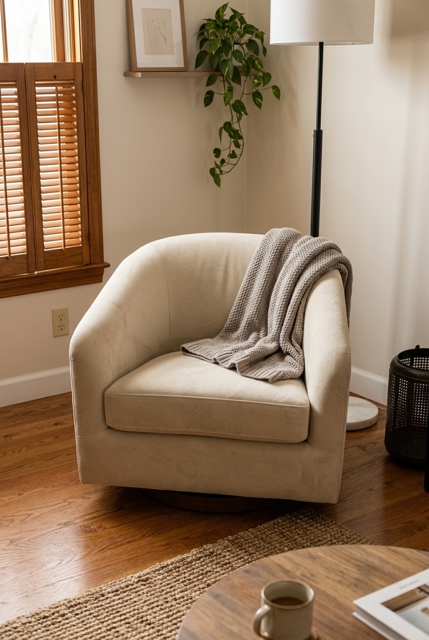 How to Style the Upholstered Swivel Barrel Accent Chair Ideas: Design Tips & Palette Ideas