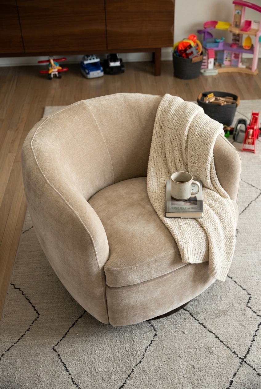 How to Style the Upholstered Swivel Barrel Chair: Design Tips & Palette Ideas