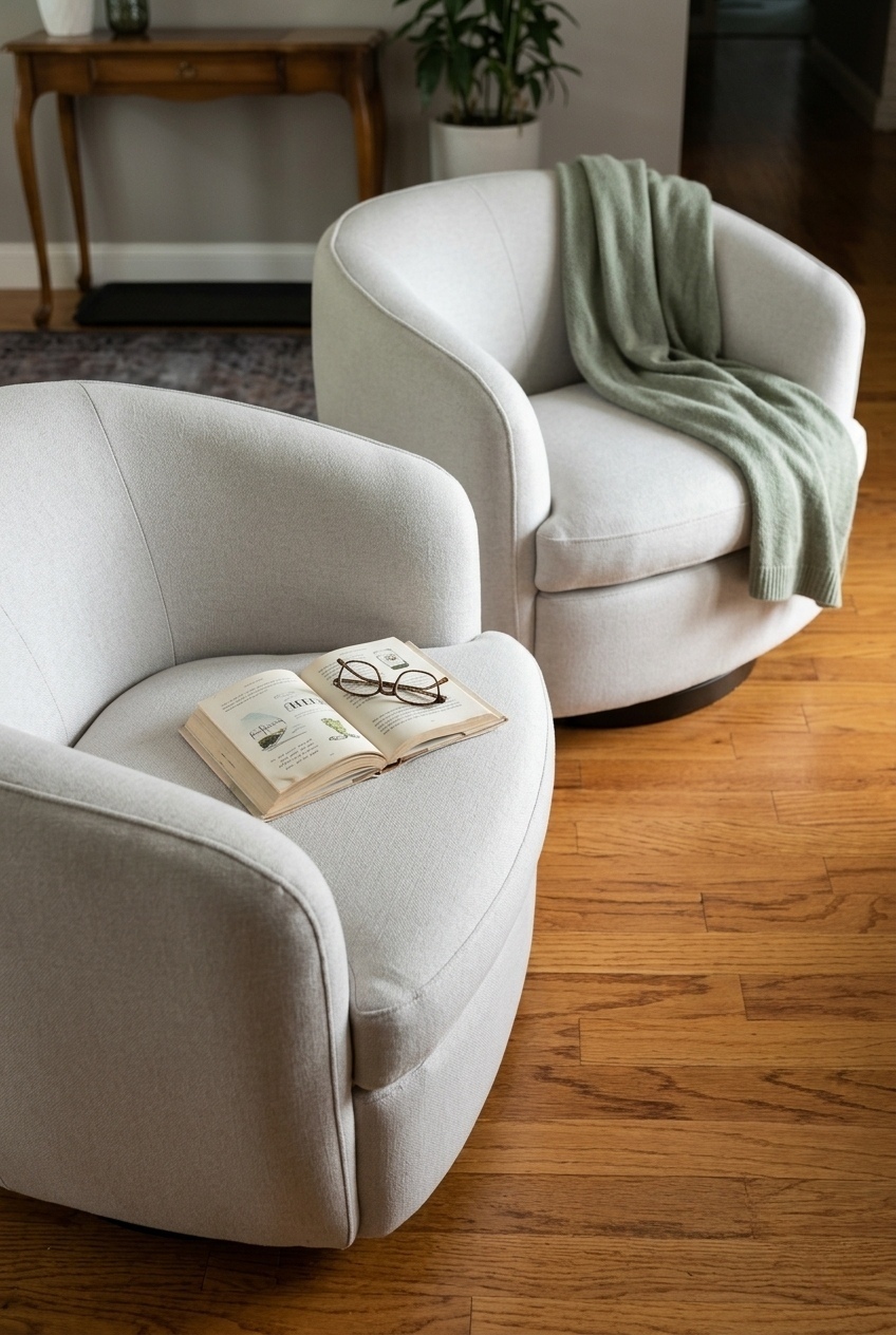 How to Style the Upholstered Swivel Barrel Chair: Design Tips & Palette Ideas