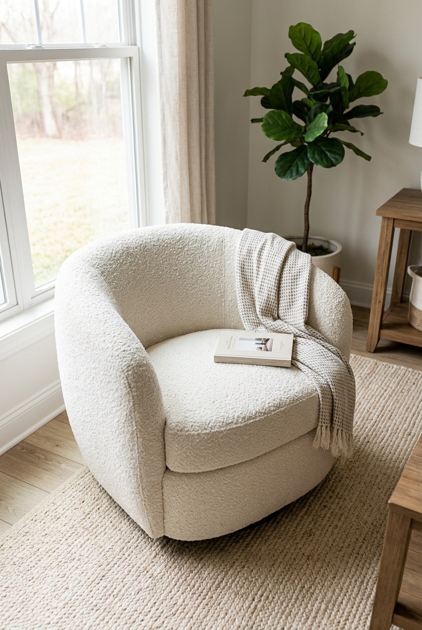 How to Style the Upholstered Swivel Barrel Chair: Design Tips & Palette Ideas