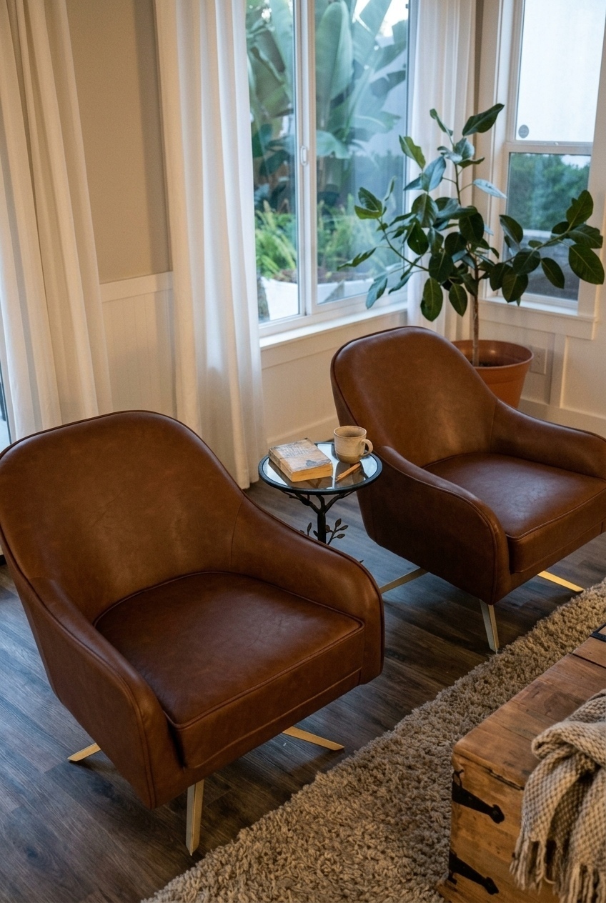 How to Style the Faux Leather Swivel Accent Chair Living Room: Design Tips & Palette Ideas