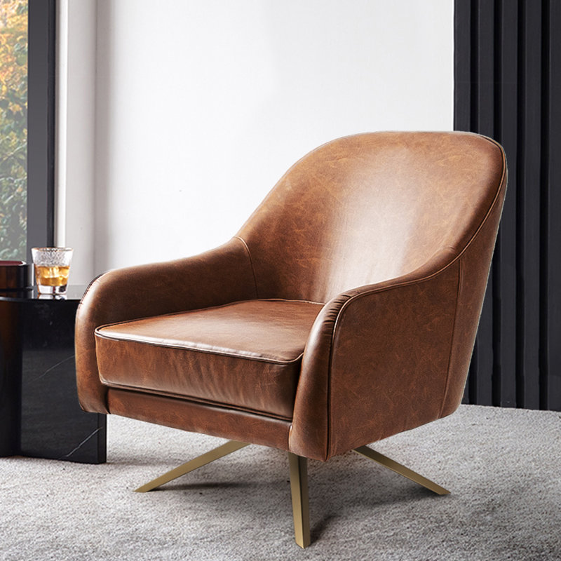 Everly Quinn Pokorny 284 Wide Faux Leather Swivel Armchair W006547933