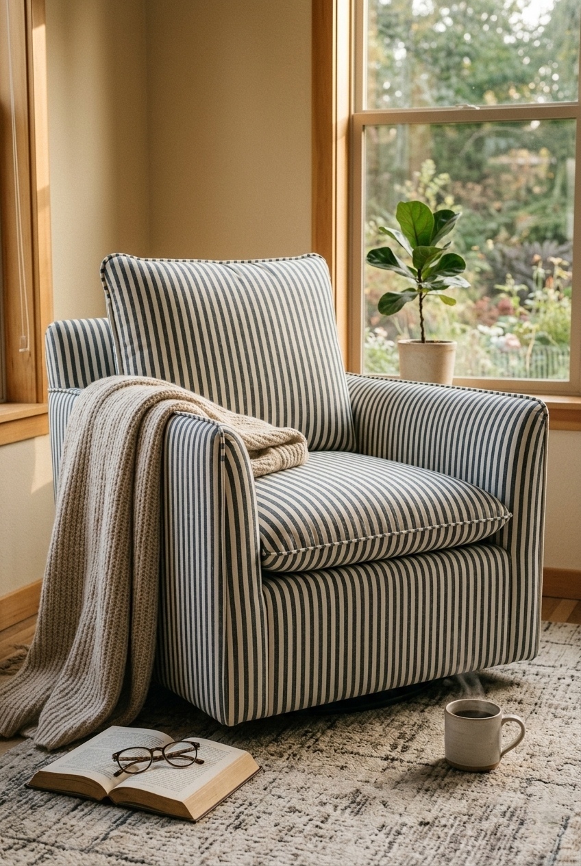 How to Style the Modern Stripe Swivel Accent Chair: Design Tips & Palette Ideas