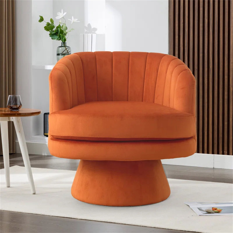 Wade Logan Romriell 29 Wide Modern Soft Upholstered Swivel Barrel Chair W110452190