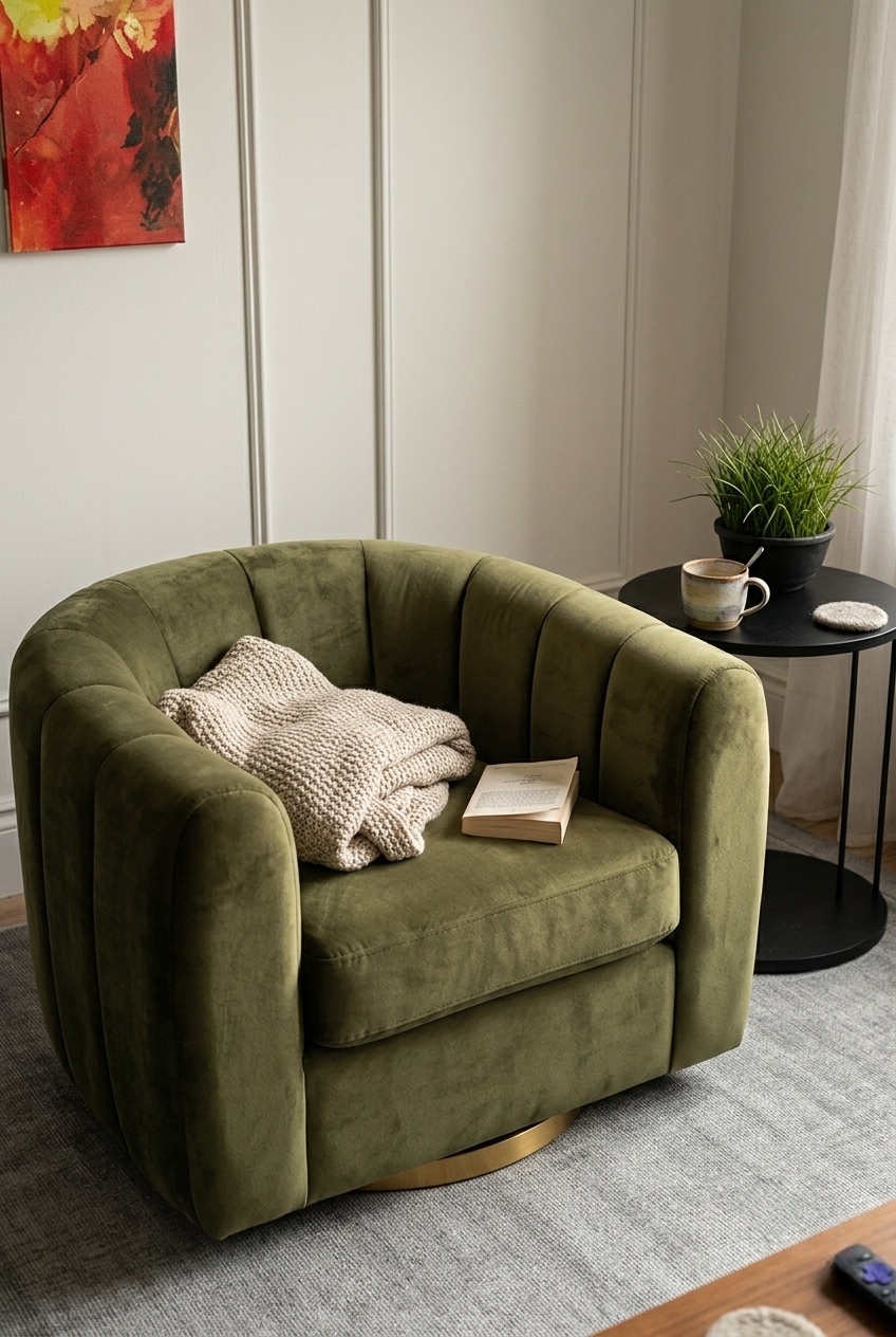 How to Style the Tufted Velvet Swivel Barrel Chair: Design Tips & Palette Ideas