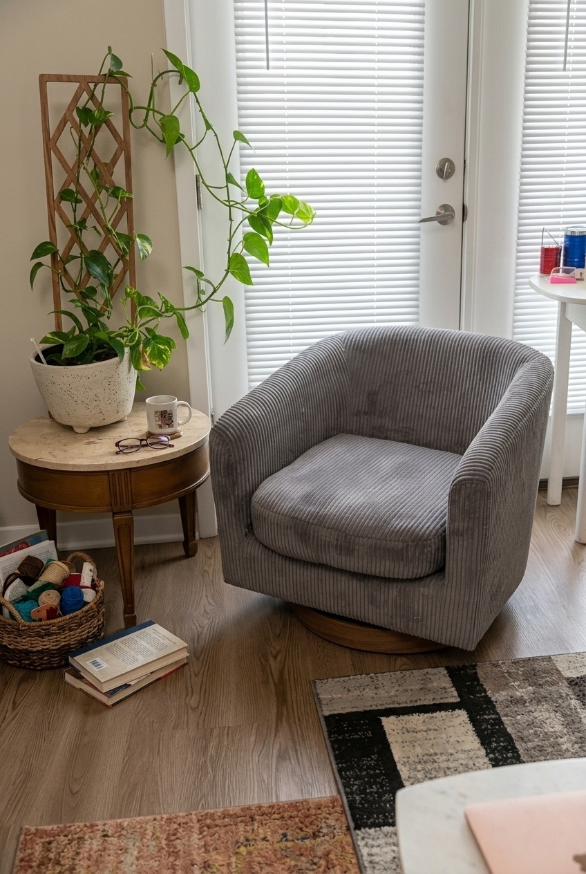 How to Style the Corduroy Swivel Barrel Accent Chair Ideas: Design Tips & Palette Ideas