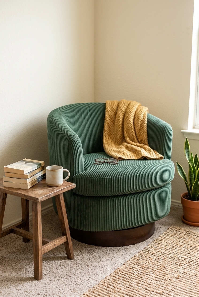 How to Style the Corduroy Swivel Barrel Accent Chair Ideas: Design Tips & Palette Ideas