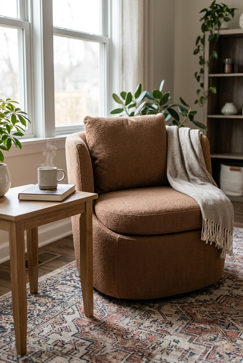 How to Style the Taupe Armless Swivel Accent Chair Idea: Design Tips & Palette Ideas