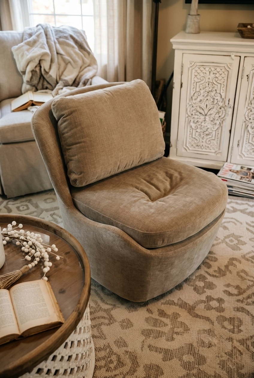 How to Style the Taupe Armless Swivel Accent Chair Idea: Design Tips & Palette Ideas
