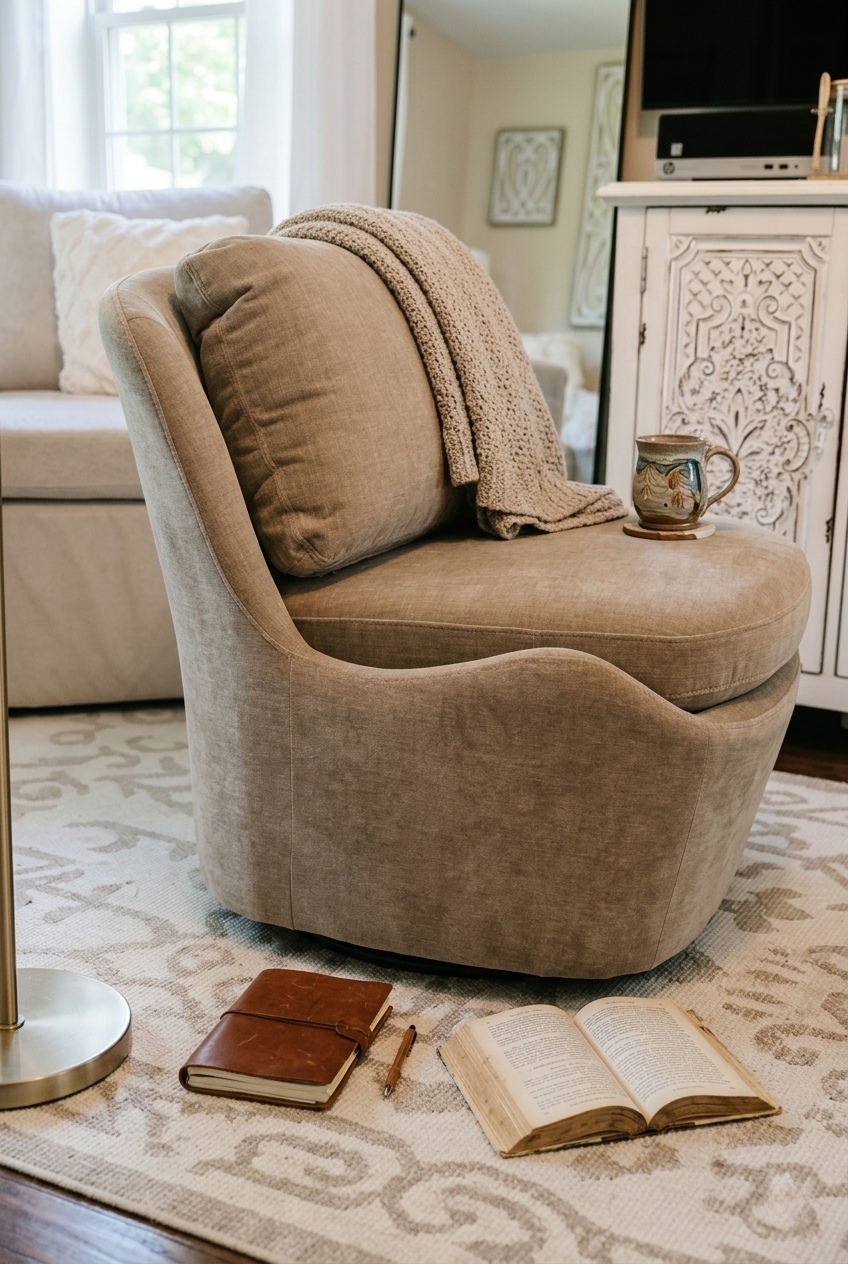 How to Style the Taupe Armless Swivel Accent Chair Idea: Design Tips & Palette Ideas