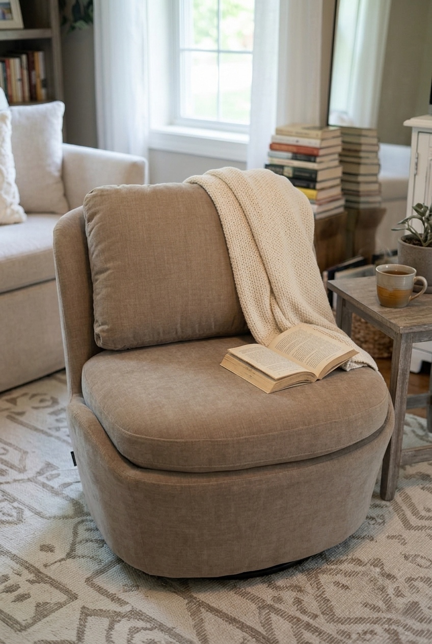 How to Style the Taupe Armless Swivel Accent Chair Idea: Design Tips & Palette Ideas