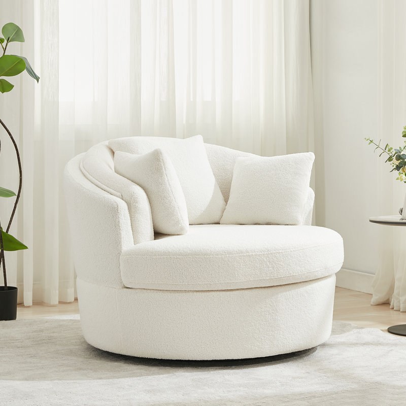 Latitude Run Accent Chairs 433 W Oversized Upholstered Swivel Barrel Chair W114095602