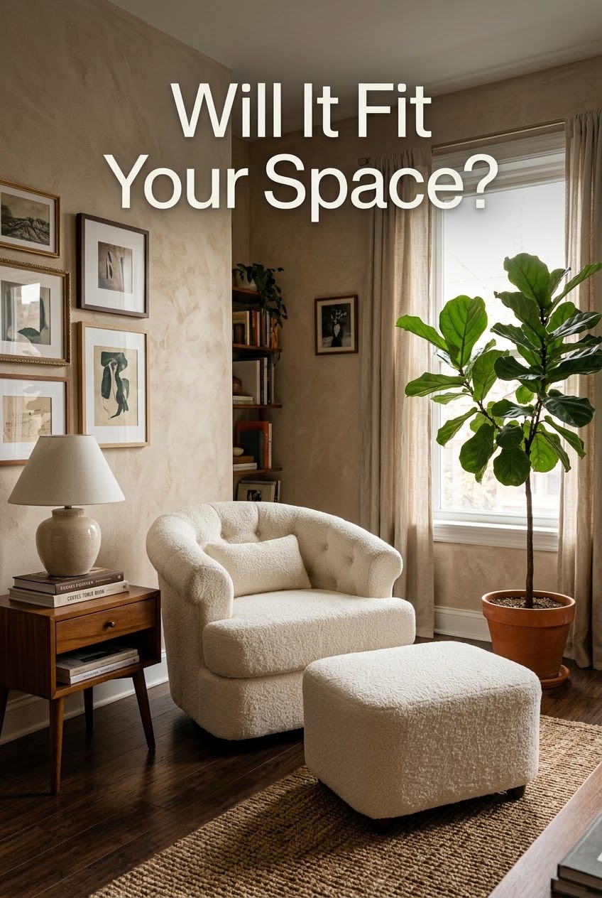 The Art of the Bedroom Nook: Styling a Sculptural Blue Barrel Chair and Ottoman