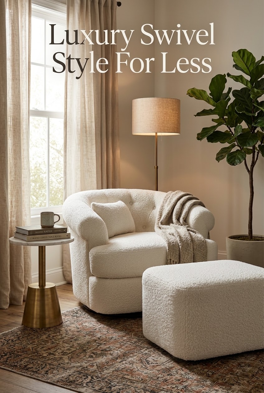 The Art of the Bedroom Nook: Styling a Sculptural Blue Barrel Chair and Ottoman