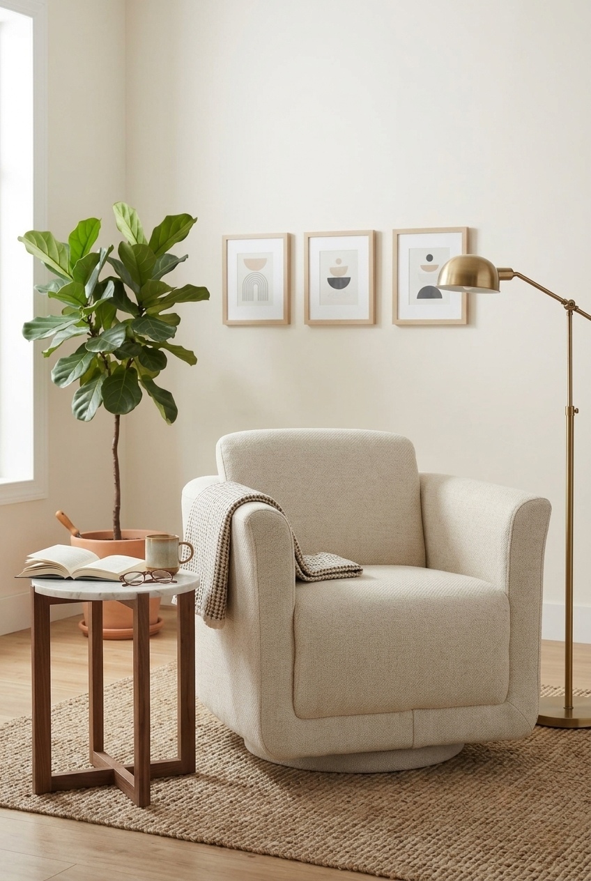 How to Style the Upholstered Swivel Barrel Accent Chair: Design Tips & Palette Ideas