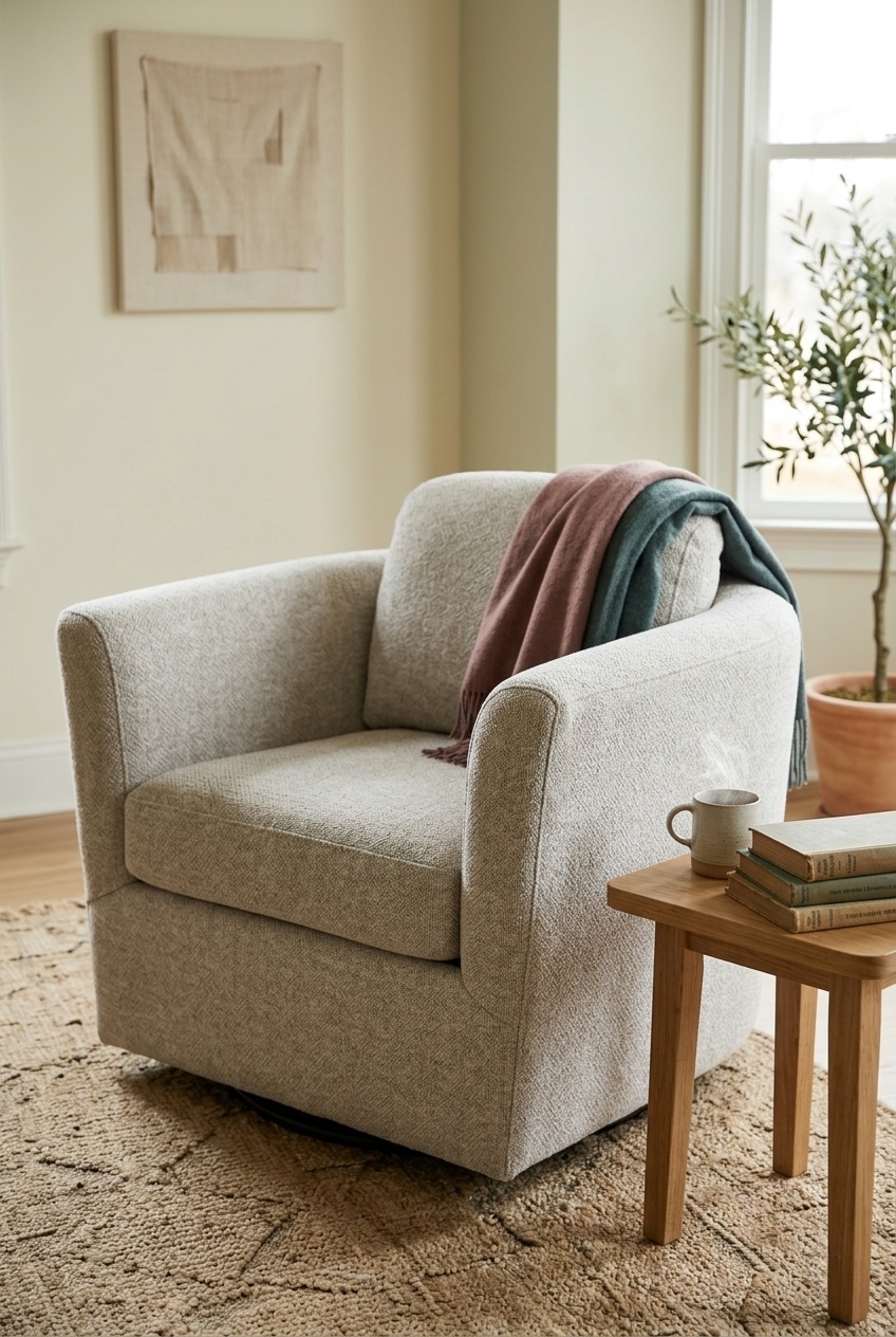 How to Style the Upholstered Swivel Barrel Accent Chair: Design Tips & Palette Ideas