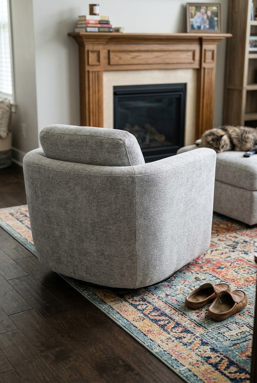 How to Style the Upholstered Swivel Barrel Accent Chair: Design Tips & Palette Ideas