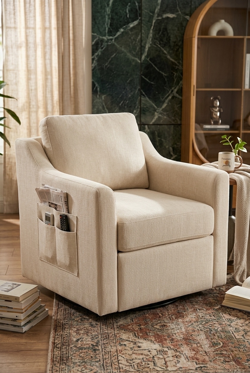 How to Style the Beige Swivel Chair For Your Living Room: Design Tips & Palette Ideas