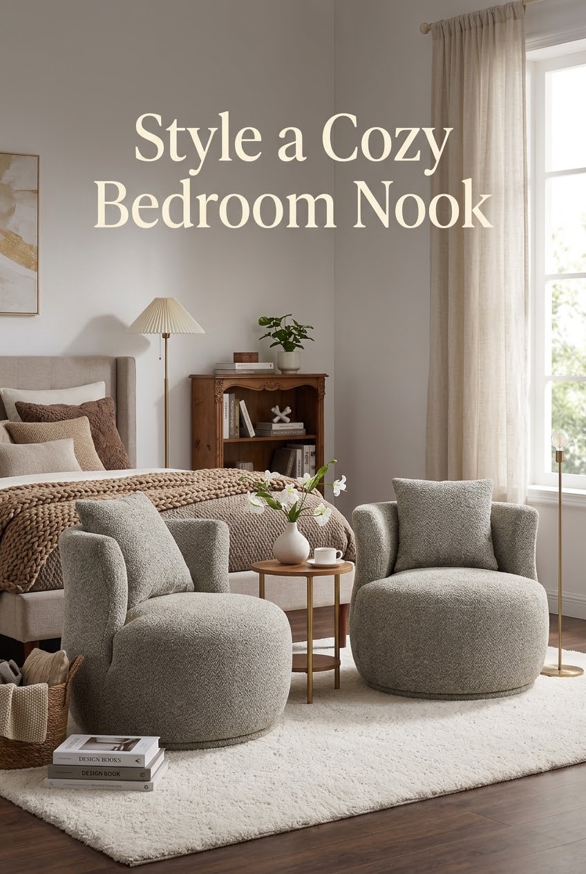 The Art of the Bedroom Nook: Styling Bouclé Swivel Armchairs for Effortless Comfort