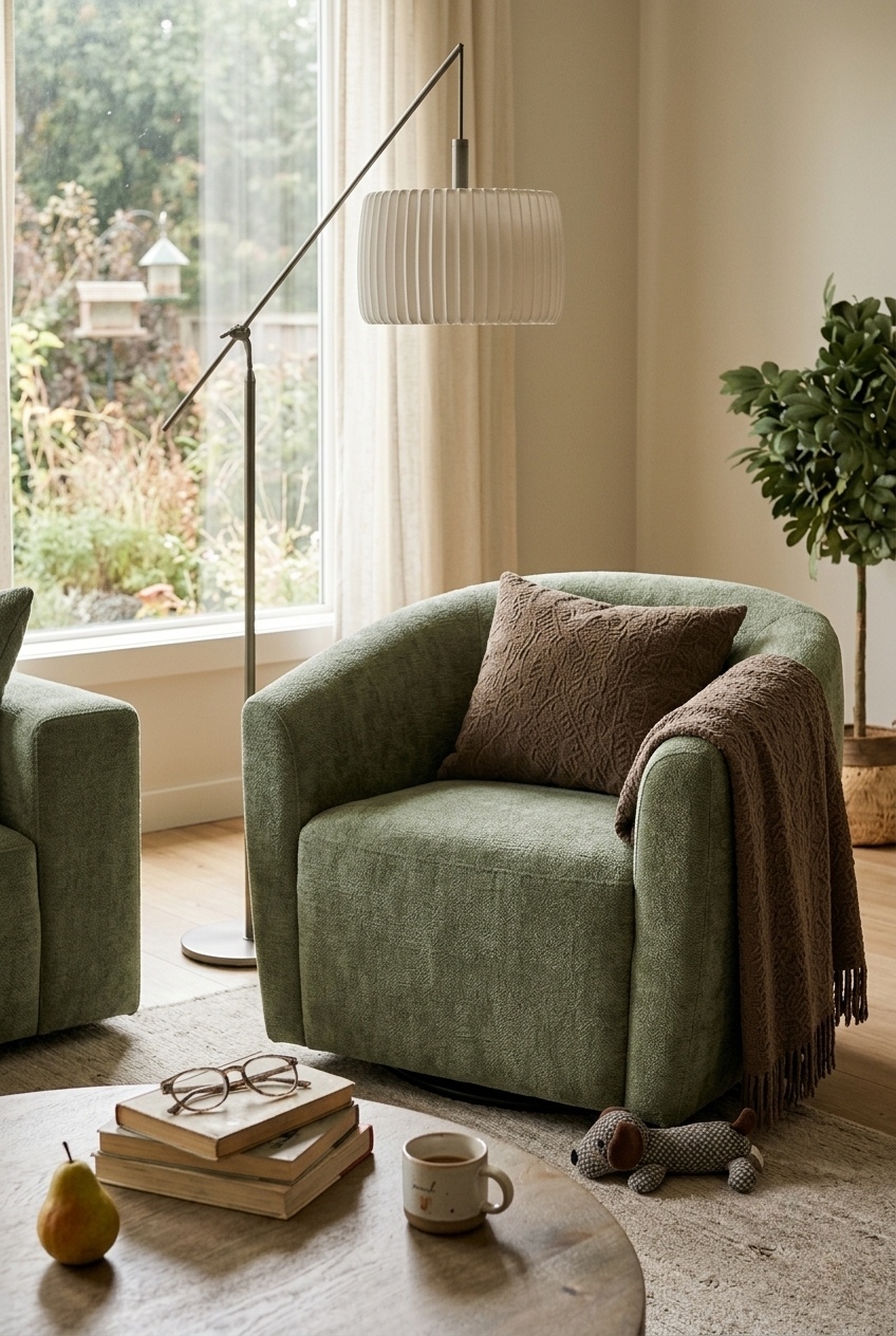 How to Style the Modern Swivel Barrel Accent Chair Living Room: Design Tips & Palette Ideas
