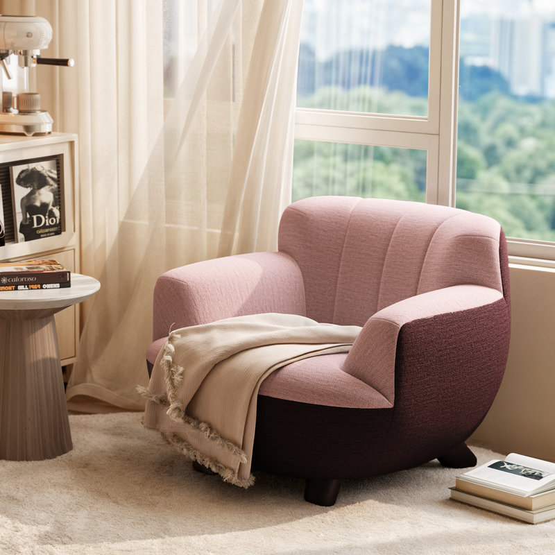 Caloroso Bolla 40 Wide Modern Accent Chair Two Tone Color Armchair With Solid Wood Legs For Living Room Fully Assembled W120674186