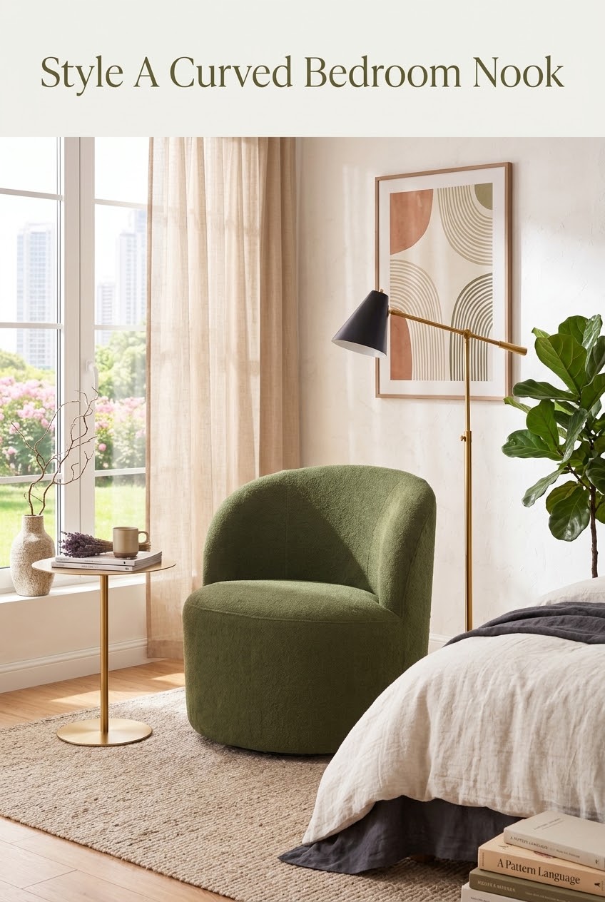 Curved Comfort: How to Style a Cozy Bedroom Reading Nook with Bouclé