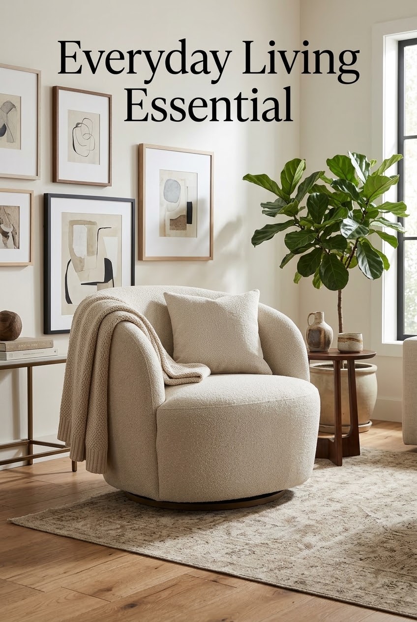 The Quiet Anchor: Why a Bouclé Swivel Barrel Chair Is the Ultimate Everyday Living Essential