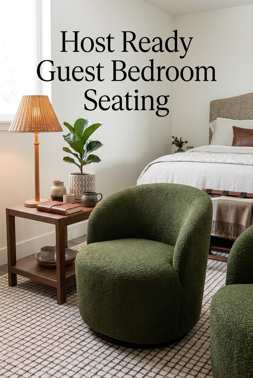 The Art of Host-Ready Hospitality: Styling the Boucle Swivel Barrel Chair in Guest Bedroom Setups